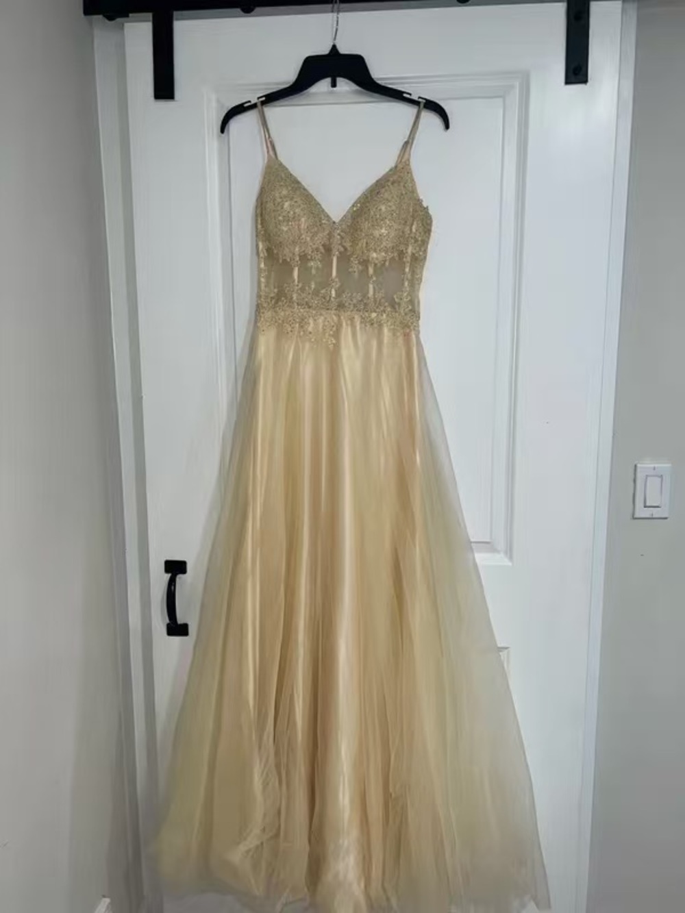 Nameless Gold Lace and Tulle Prom Gown